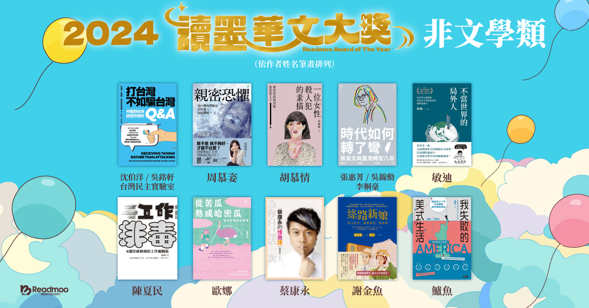 2024 讀墨年度華文大獎人氣作家出爐:陳浩基、謝金魚以最高票拿下「讀者最愛作家」!